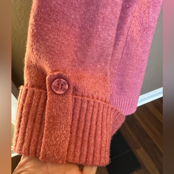 Style & Co Pink Cowl Neck Sweater XL | Button Cuff | Kangaroo Pocket - Picture 5 of 7